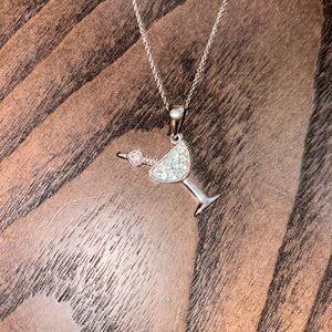 925 Elegant Silver Cocktail Pendant Necklace